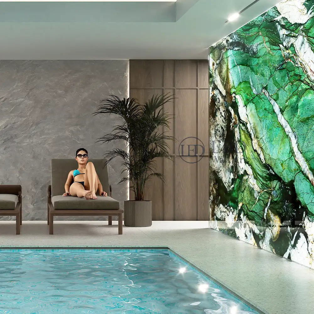 "Patagonia Green" - LED Backlit Glass Splashback - Bespoke