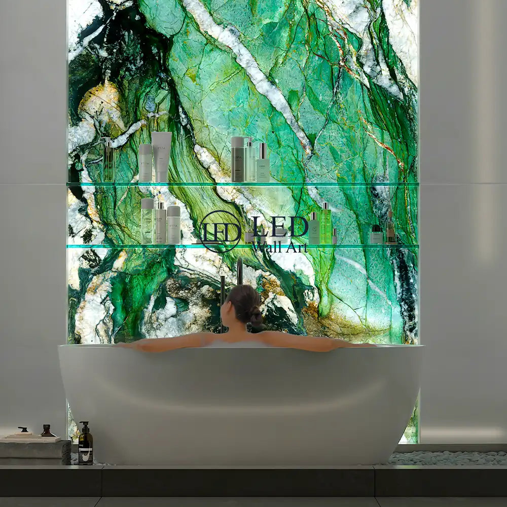 "Patagonia Green" - LED Backlit Glass Splashback - Bespoke