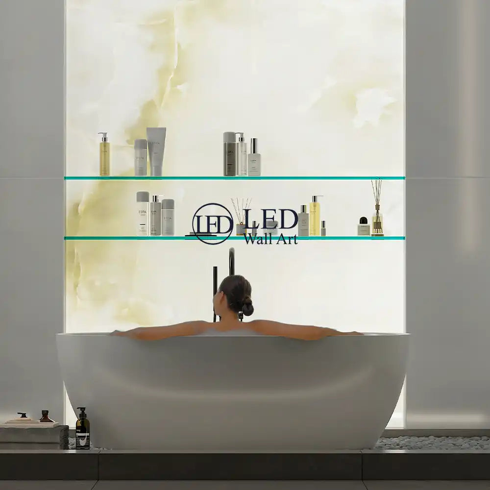 "White Onyx" - LED Backlit Glass Splashback - Bespoke