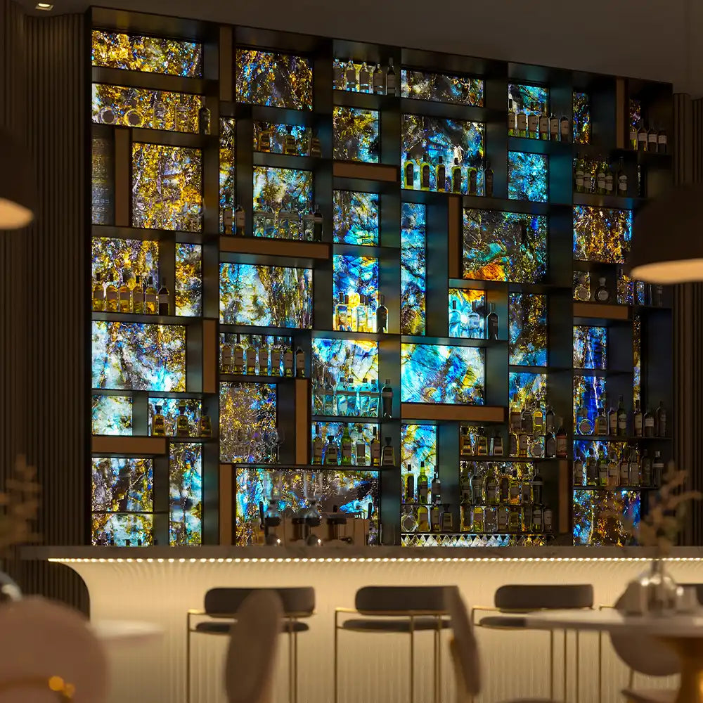 "Lemurian Blue" - LED Backlit Glass Splashback - Bespoke