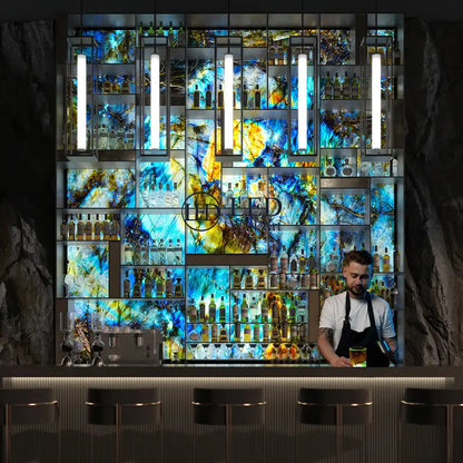"Lemurian Blue" - LED Backlit Glass Splashback - Bespoke