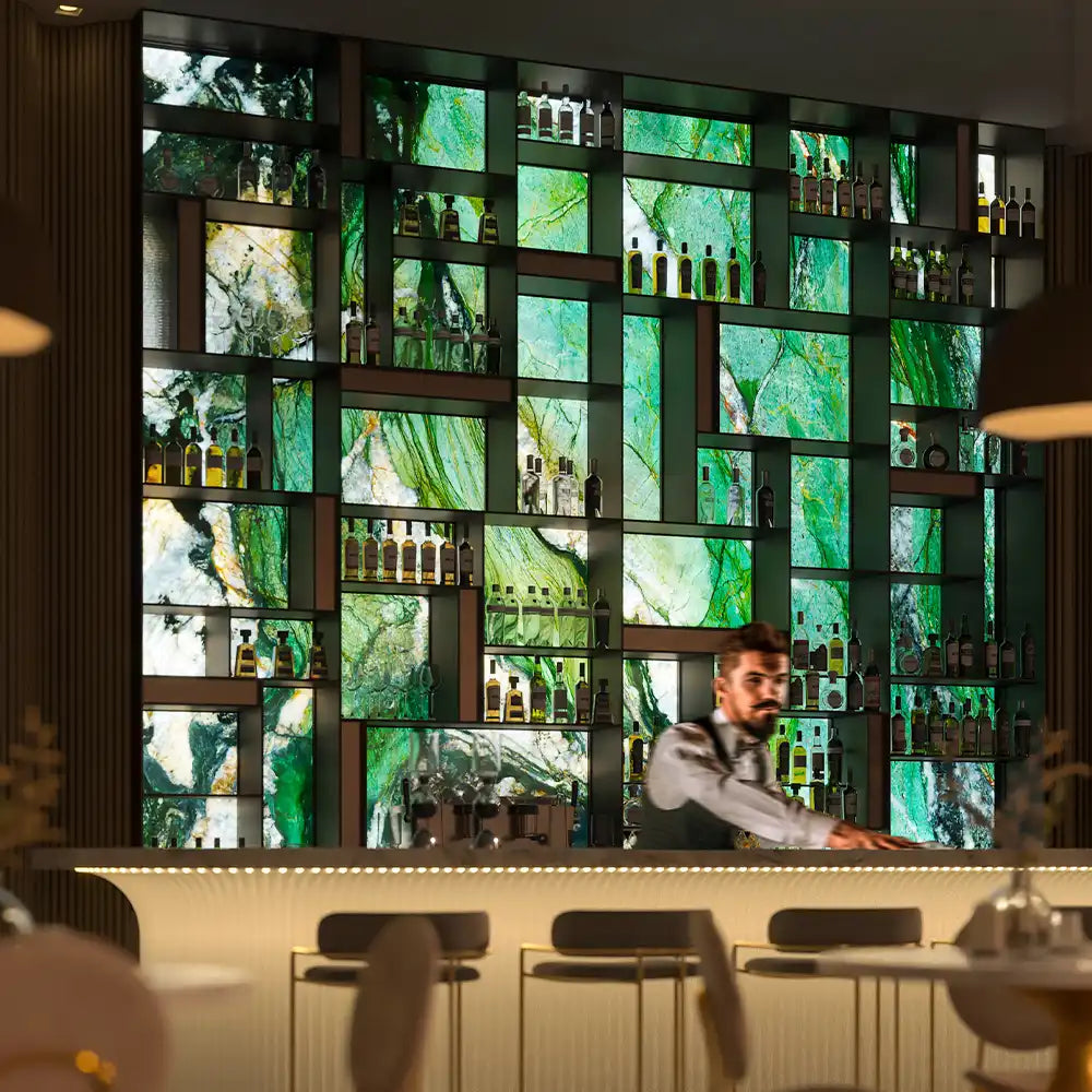 "Patagonia Green" - LED Backlit Glass Splashback - Bespoke
