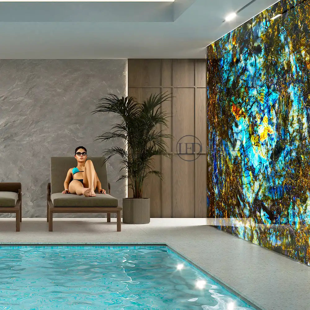"Lemurian Blue" - LED Backlit Glass Splashback - Bespoke